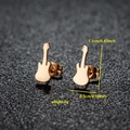 Minimalist gold violin stud earrings in stainless steel for women with dimensions - 033 Guitar / Rose Gold