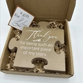 Wooden puzzle piece gift in kraft box with Thank You message for coworkers and friends - 2-Thank you-Natural Brown