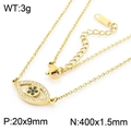 Collier œil maléfique doré avec pierre noire et diamants, poids 3g, taille 20x9mm - Or (KN237999-KLX)