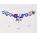 Face gem sticker with blue purple butterfly rhinestones and pearls model FG320 - FG320 Butterfly Rhinestone Style