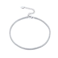 Elegant S925 sterling silver tennis bracelet with sparkling zircon stones and lobster clasp - 2mm Electroplated White Gold Finish. Total Length Including Buckle: 21.5 + 5cm. Approximate Weight: 4.5g.