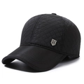 Gorra de béisbol acolchada negra para hombre con orejeras y detalle de letra H plata - Etiqueta H Negro