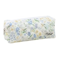 Quilted cotton pencil case featuring light blue floral and rabbit patterns with zipper - Blue Floral Rabbit