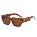 Chic square tortoiseshell sunglasses with brown lenses and golden diamond metal accents - Tortoise