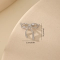 Detailed size specifications for silver bow pendant with zircons: 2.2cm x 1.9cm dimensions - Three Stones Style MYYX00628 / Silver