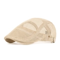 Béret en maille tricotée beige avec structure respirante et boucle de réglage latérale - Kaki