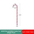 60CM pink and white striped glitter candy cane prop for Christmas decor and dance - 60CM Pink White Candy Cane (Single)
