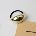 Polished gold semi-circle metal hair tie with durable black elastic band for women - 7# Large Oval Gold