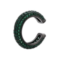 Macro detail of C-shaped ear cuff with green zircons pave-set in black gold finish - Gunmetal Green Zirconia 1PC