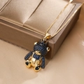 Collier plaqué or 18 carats avec pendentif ours serti de zircons bleus et couronne - Style Ours Couronné avec Zirconia Bleu (23873)