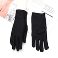 Women's UV protection black sunshade gloves in stretch Lycra fabric displayed flat - Men's Solid / Black