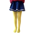Vibrant yellow high-elastic children's tights paired with a classic pleated skirt - 6-8 Years / Yellow
