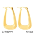 Golden irregular geometric C-shaped stainless steel earrings in 28x22mm size - Style E (KE109348-LO)