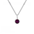 Silver stainless steel necklace with 8mm purple amethyst pendant for June birthdays - June Purple - Silver