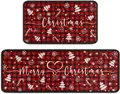Detail of Christmas buffalo plaid kitchen rugs with Merry Christmas festive pattern - 40*60cm / Christmas Style 8