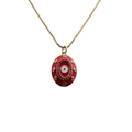 Vergoldete Evil Eye Halskette mit rotem Emaille-Anhänger und schimmernden Zirkonia - Rot