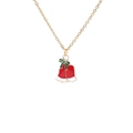 Parure de bijoux de Noël avec collier cloches en émail rouge blanc et nœud vert - Cloches de Noël A