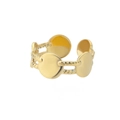 Anello aperto in acciaio inossidabile placcato oro 18k con dischi geometrici e trama a corda - 24-Stile Intrecciato Rotondo Geometrico
