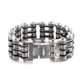 Pulsera de cadena de moto para hombre en acero pulido con cierre de hebilla ruda - Estilo Plateado (KB44595-D)