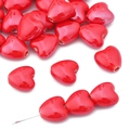 Glossy red heart-shaped ceramic beads for DIY jewelry making and handmade crafts - Red
