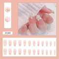 Détails des faux ongles Z244 avec fleurs 3D, perles et petites billes dorées chic - Petite Fleur Rose Transparente (Z244)