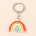 Colorful acrylic rainbow keychain with multiple layered segments and silver metal ring - Classic Colorful Rainbow