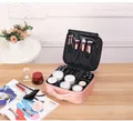 Pink Oxford large capacity makeup case with adjustable dividers and brush slots, 26x23x9cm - Mini Size (Daily Use) / Pink