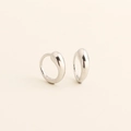 Minimalist S925 sterling silver hoop earrings in teardrop shape with polished finish - 925 Silver / White Gold