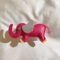 Pink faux leather elephant phone accessory with grey wings on white fabric - Back Clip Only / Rose Red