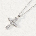 Silver cross pendant necklace for men and women featuring sparkling zircon stones - Silver Full Diamond Cross (0100P)