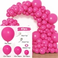 Pink matte latex balloon arch kit 87pcs with glue dot, chain and ribbon for party decor - Balloon And Accessory Set / Rose Red