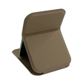 Brown leather foldable desktop vanity mirror with a minimalist portable design - Mocha Brown