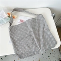 Detail of canvas tote bag featuring geometric honeycomb pattern and wide shoulder strap - 23 Black & Blue Octagonal Pattern