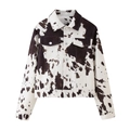 Veste en jean motif vache pour femme avec manches longues et poches avant - XS / Comme indiqué