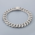 Mens heavy 31mm stainless steel silver Cuban link chain bracelet with secure box clasp - 40CM / Matte Steel