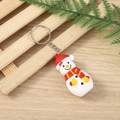 Cute snowman soft rubber keychain with festive red and white colors and silver metal ring - Large Christmas Soft Glue Keychain Snowman