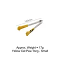 Mini yellow cat paw food tongs made of stainless steel and silicone, 120mm small size - Small / Yellow