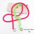 Bandoulière pour téléphone en perles roses et acrylique vert néon, 1200 mm - Rose Rouge et Vert Acrylique Deux-en-Un