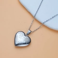 Silver stainless steel heart locket necklace with You Are My Sunshine engraving - Steel Sun (You are my sunshine)