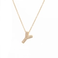 Collana dorata con pendente lettera Y e zirconi bianchi per uno stile alla moda unico - Lettera Y