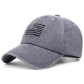 Classic washed cotton baseball cap in charcoal grey with American flag embroidery - Gray