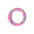 Pink spring ring clasp with purple accents and yellow polka dots for DIY keychains - Peach