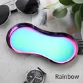 Oval multicolor stainless steel jewelry tray with wave edge in a modern lifestyle setting - Stainless Steel / Glasses Shape Multicolor (18*8.5cm)