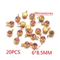 Vue détaillée de 20 pendentifs en cristal rose avec supports dorés de 6mm - Ensemble de 20 Pièces / Rose Foncé