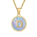 Gouden 18K roestvrijstalen ketting met parelmoeren hanger en hoofdletter D ontwerp - Letter D (Inclusief Ketting)