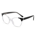 Retro cat-eye blue light blocking glasses with transparent and black mixed frame - Clear Frame Black Legs Clear Lens