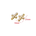 Golden cross pendant with white pearl inlay, 14mm by 21mm DIY jewelry accessory - Pearl Cross / 14*21mm