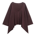 Conjunto de mujer con top de punto acanalado granate cuello en V y pantalón suelto - S / Top Color Café