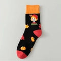 Halloween pumpkin crew socks with cartoon character and autumn maple leaf patterns - 03 Thanksgiving-Black Girl Maple Leaf