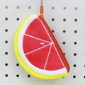 Cute grapefruit plush coin purse with pink pulp detail and silver bead chain hanger - Grapefruit Color